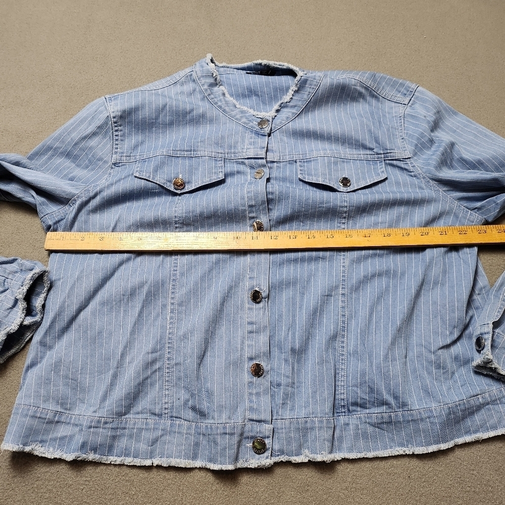 Bylyse Pinstripe Light Denim Jacket Colourful Size XXL - Picture 11 of 12